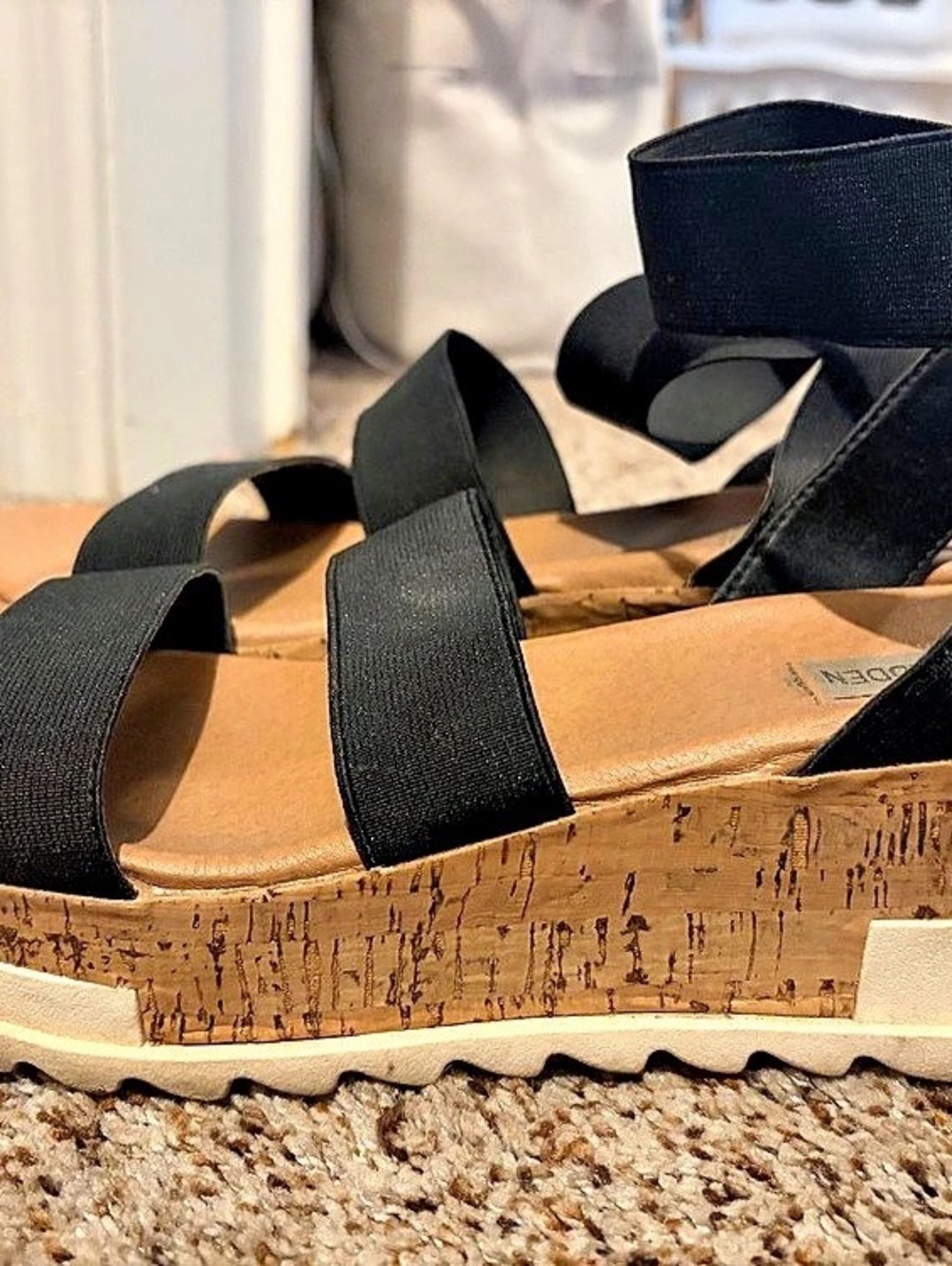 Steve Madden Bandi Platform Wedge Sandal Black & Brown